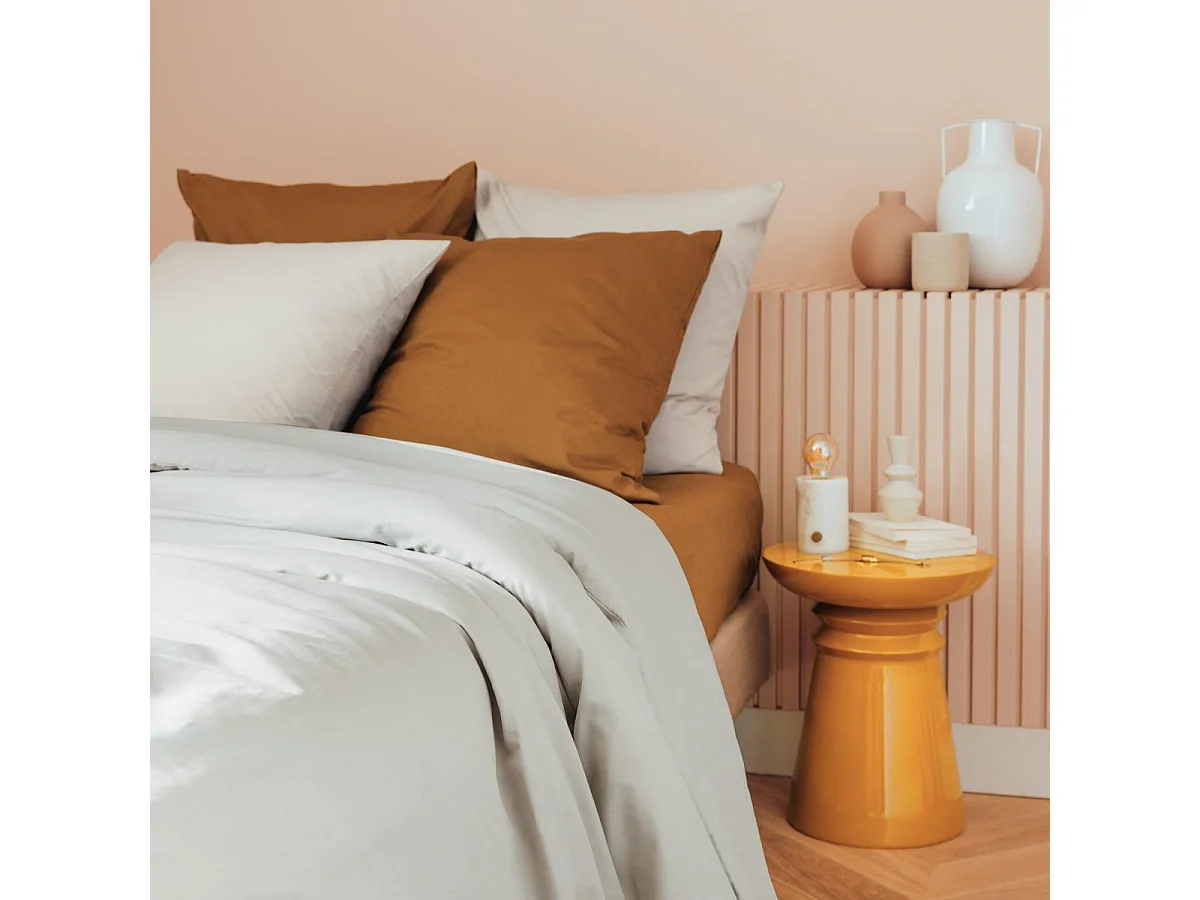 Parure de Lit 3 Pièces "Percale" 240x220cm Beige Lin