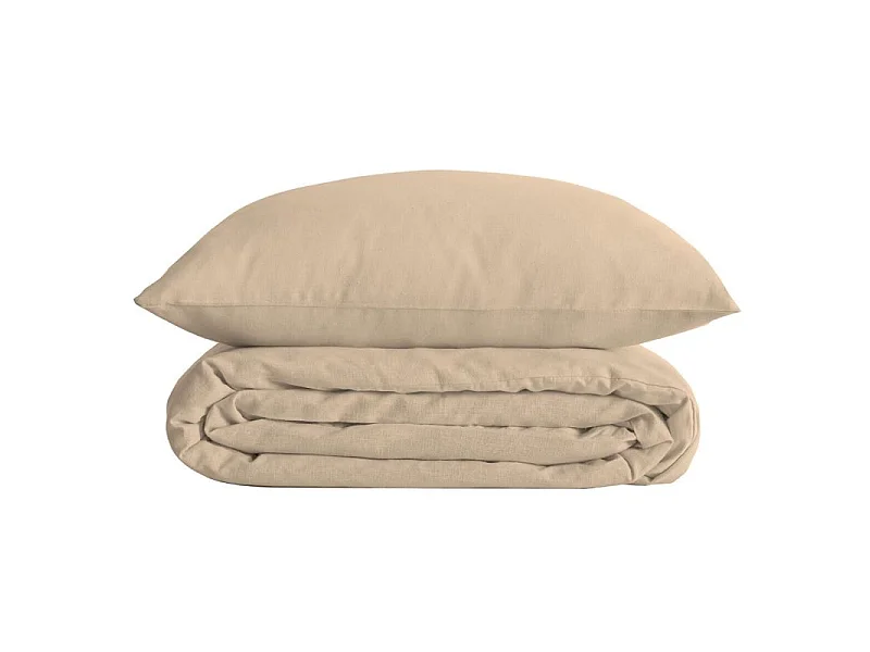 Parure de Lit 3 Pièces "Percale" 240x220cm Beige Lin