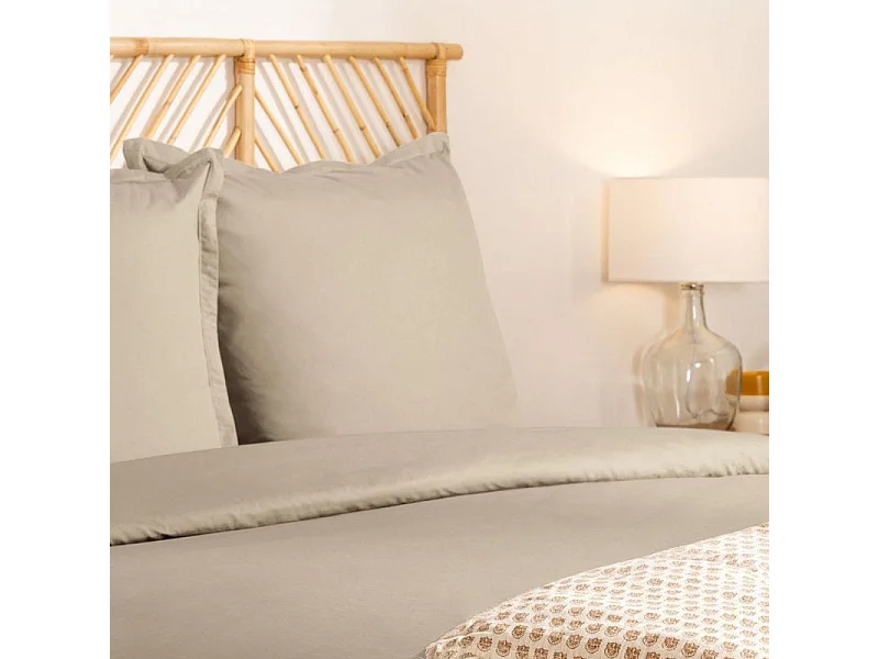 Parure de Lit 3 Pièces "Percale" 240x220cm Beige Lin