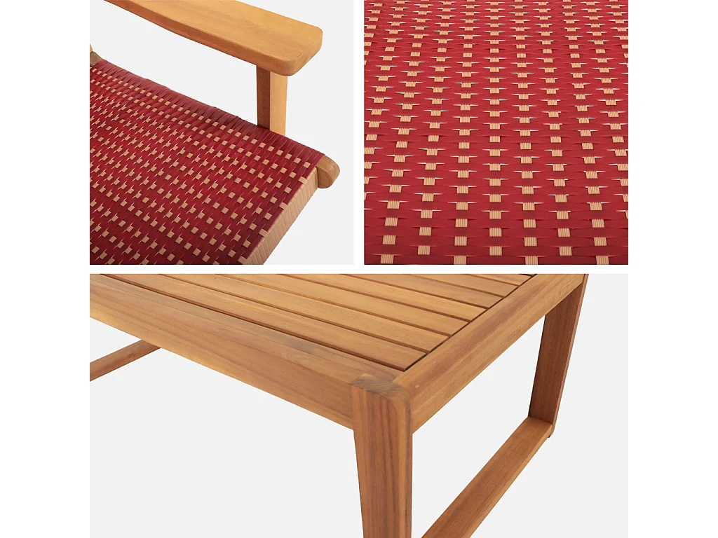 Salon de jardin bois d'acacia et résine 4 places terracotta - Goa