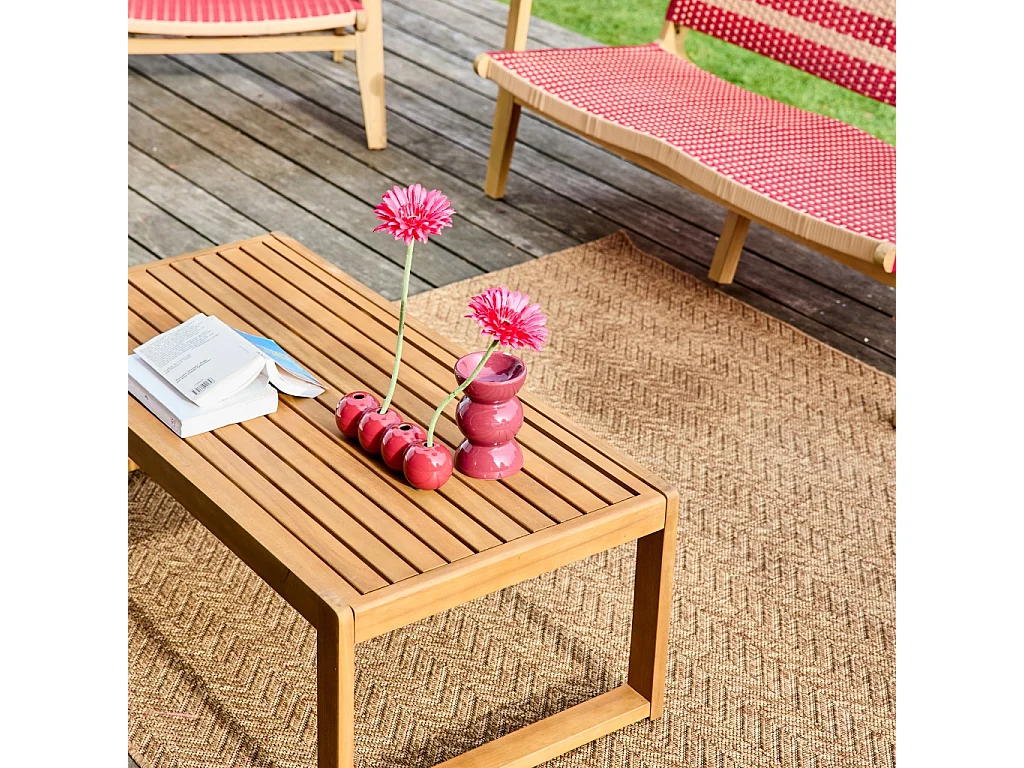 Salon de jardin bois d'acacia et résine 4 places terracotta - Goa
