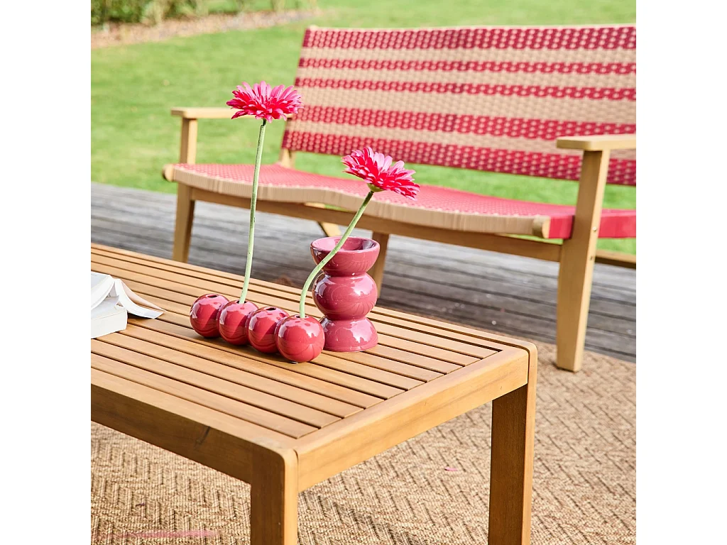 Salon de jardin bois d'acacia et résine 4 places terracotta - Goa