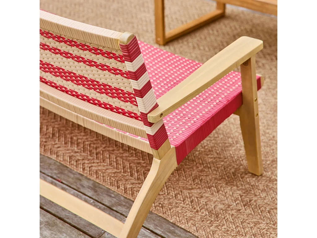 Salon de jardin bois d'acacia et résine 4 places terracotta - Goa