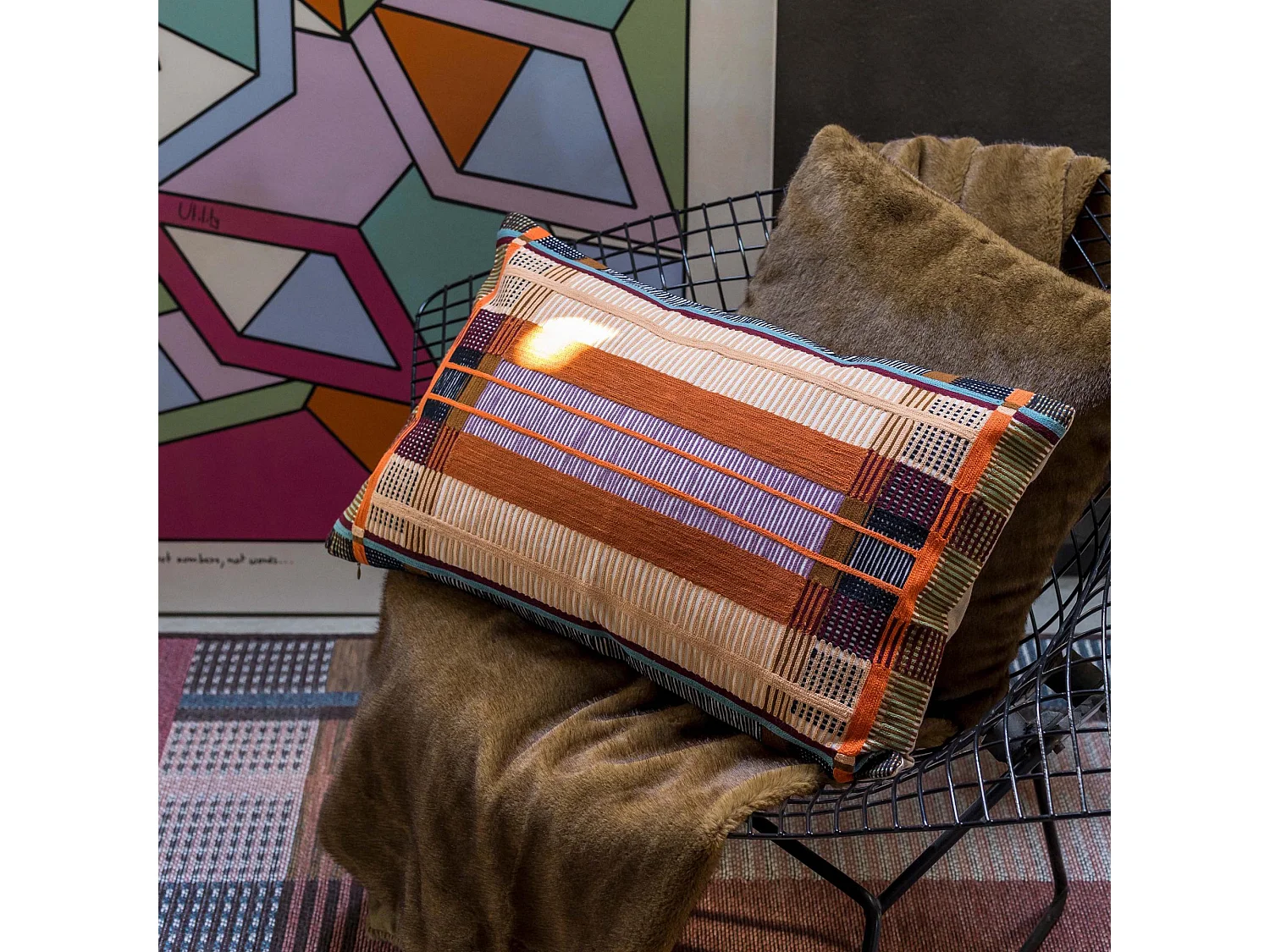 Geborduurd kussen Kaël Multico 40 x 65 cm