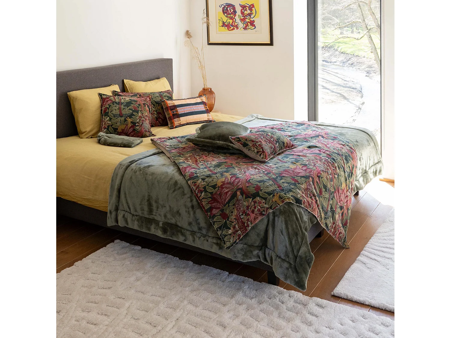 Geborduurd kussen Kaël Multico 40 x 65 cm