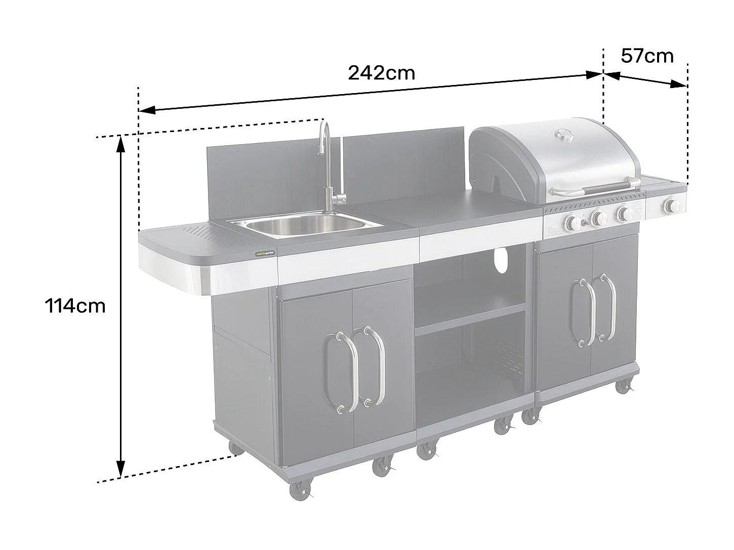 COOK'IN GARDEN - FIDGI 3 modulaire buitenkeuken met afdekking