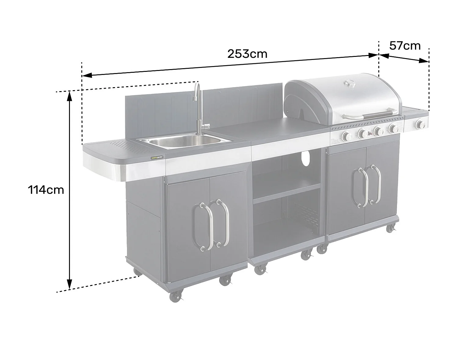COOK'IN GARDEN - FIDGI 4 modulaire buitenkeuken met afdekking