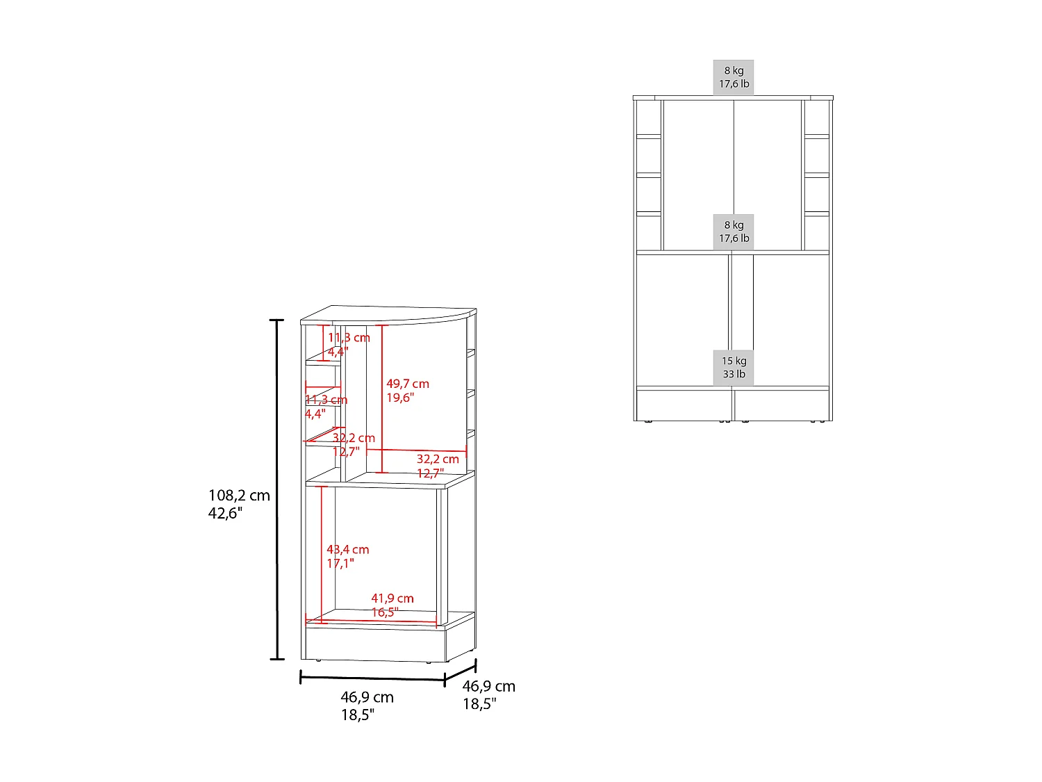 Esquina bar Jakes con 2 puertas y almacenamiento amplio