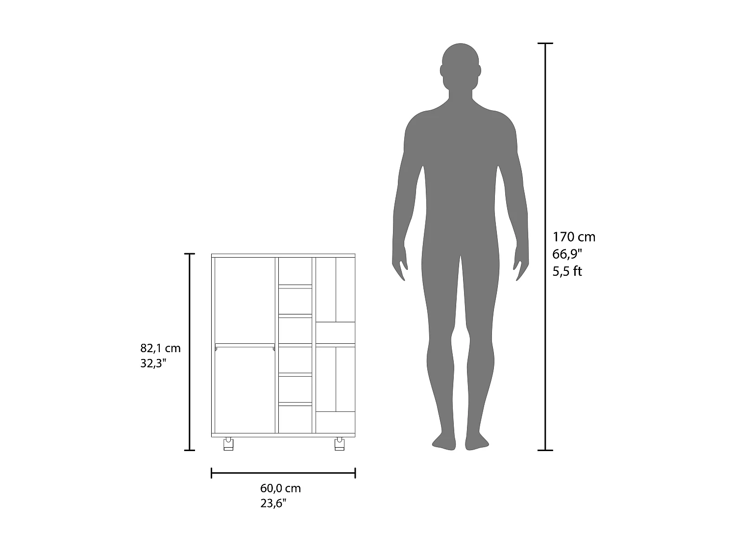 Carro bar con ruedas, 2 estantes y diseño funcional