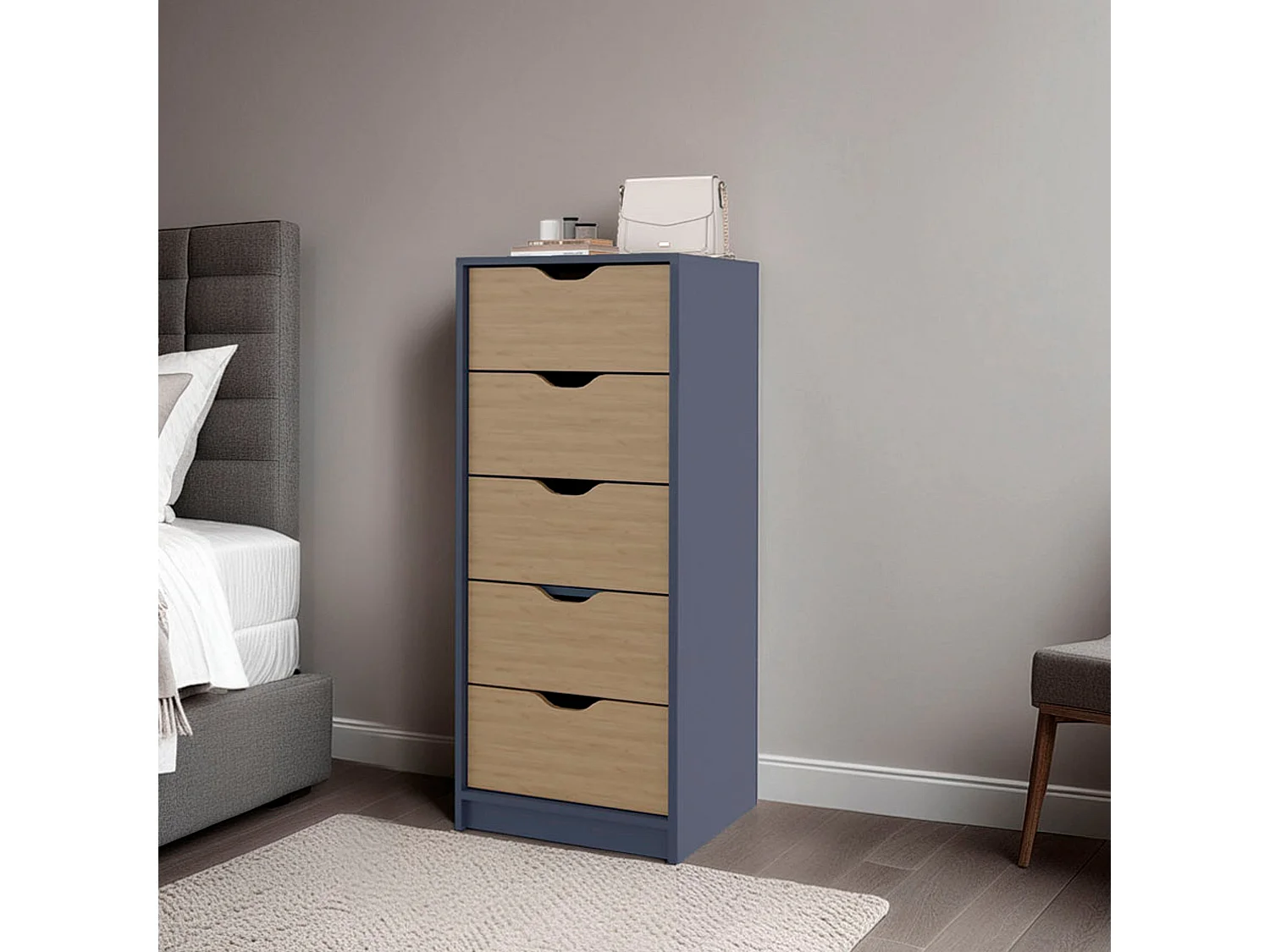 Cómoda Basilea de 5 Cajones Estrecha