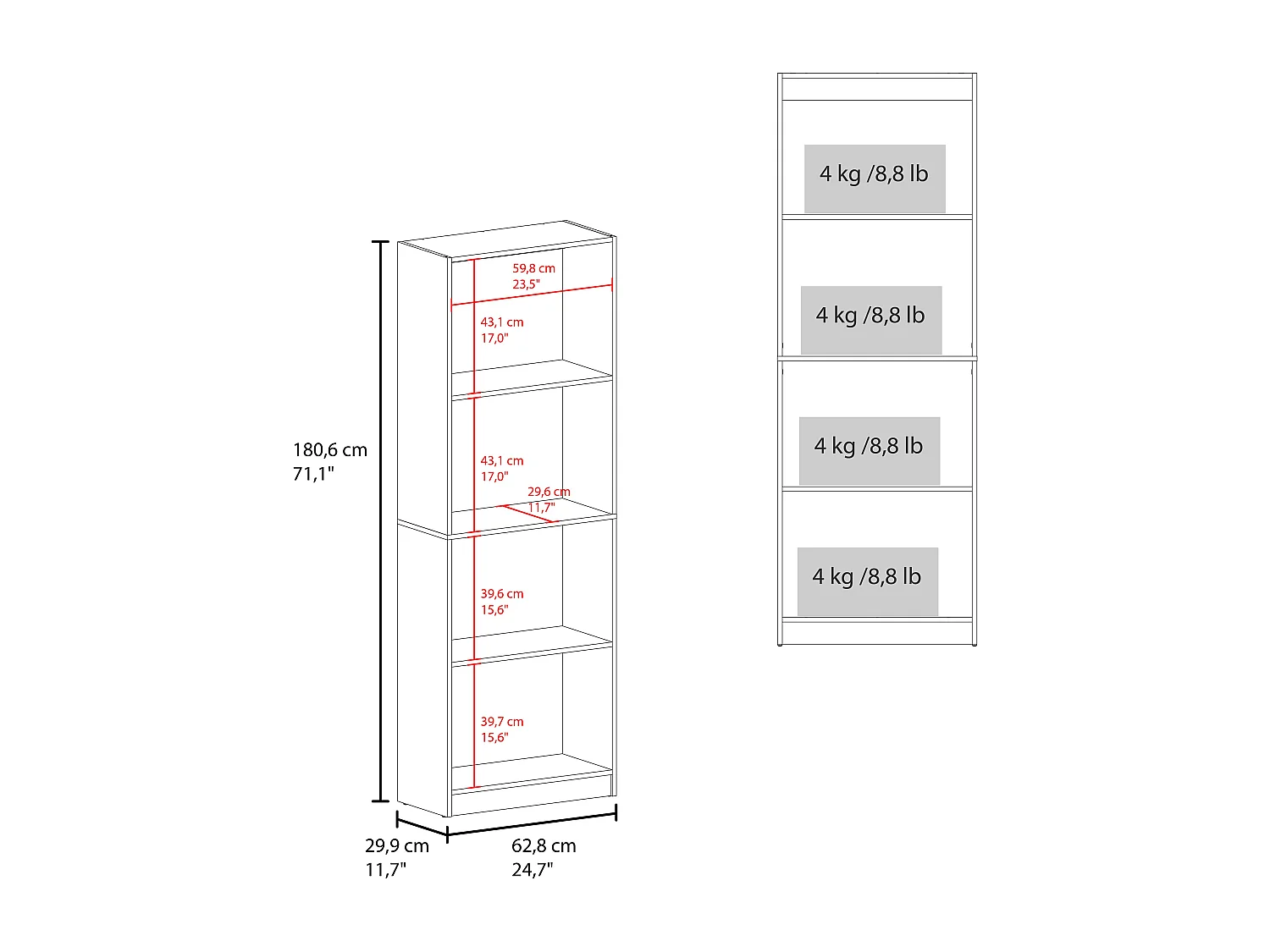 SEALY Librería Vertical de Almacenamiento Abierto para Hogar u Oficina