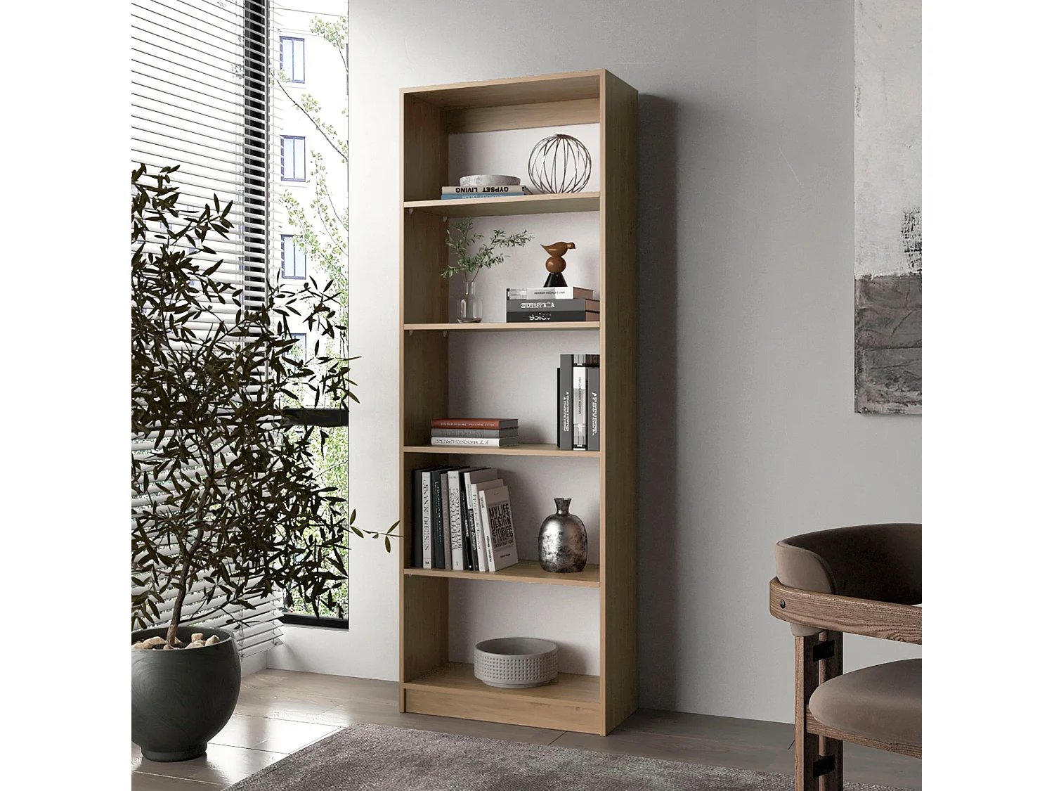Bibliothèque Bear avec Rangement Ouvert et Quatre Étagères