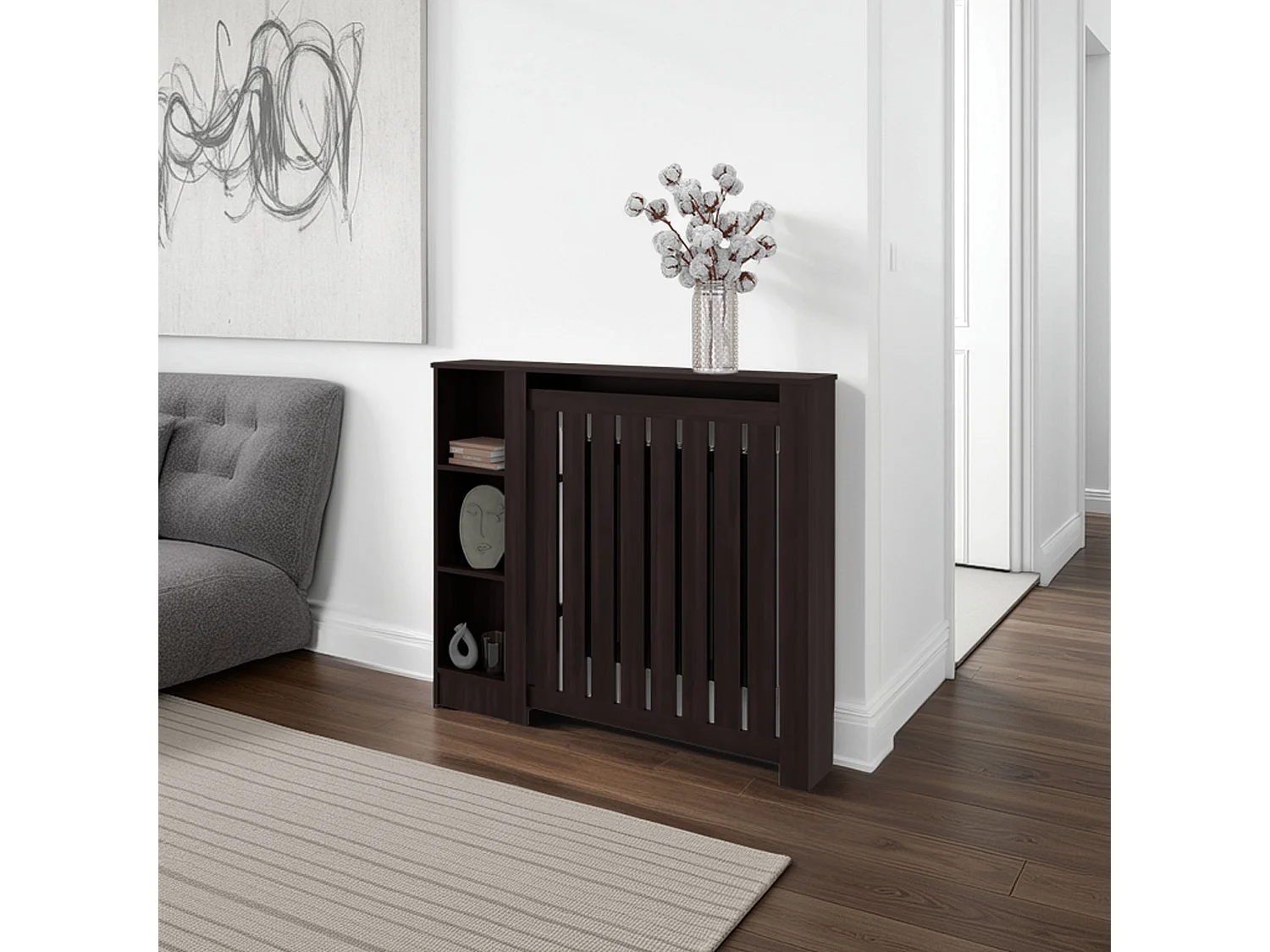 Mueble para Radiador JOSEPH con Rejas y Estantes Abiertos