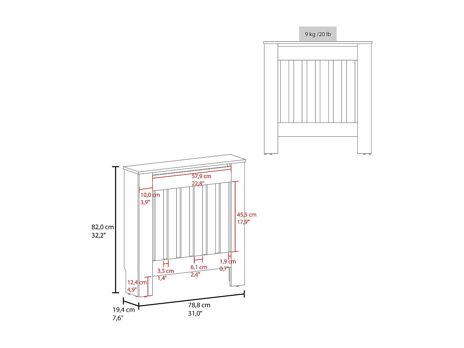 Cubierta para Radiador Río, Diseño Compacto con Almacenamiento Integrado