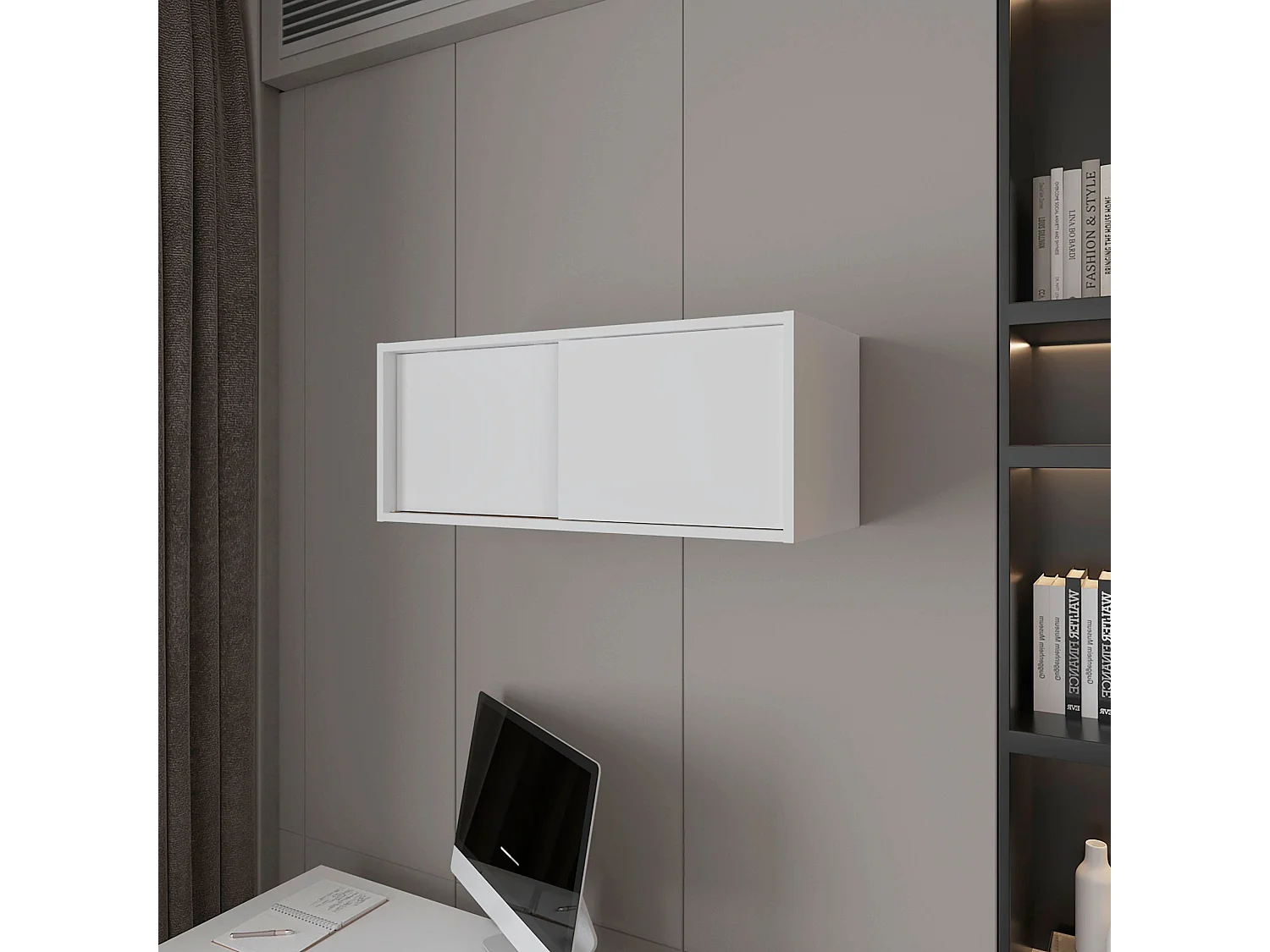 HAZEL Librería Alta con Puertas y Estantes para Almacenamiento Funcional