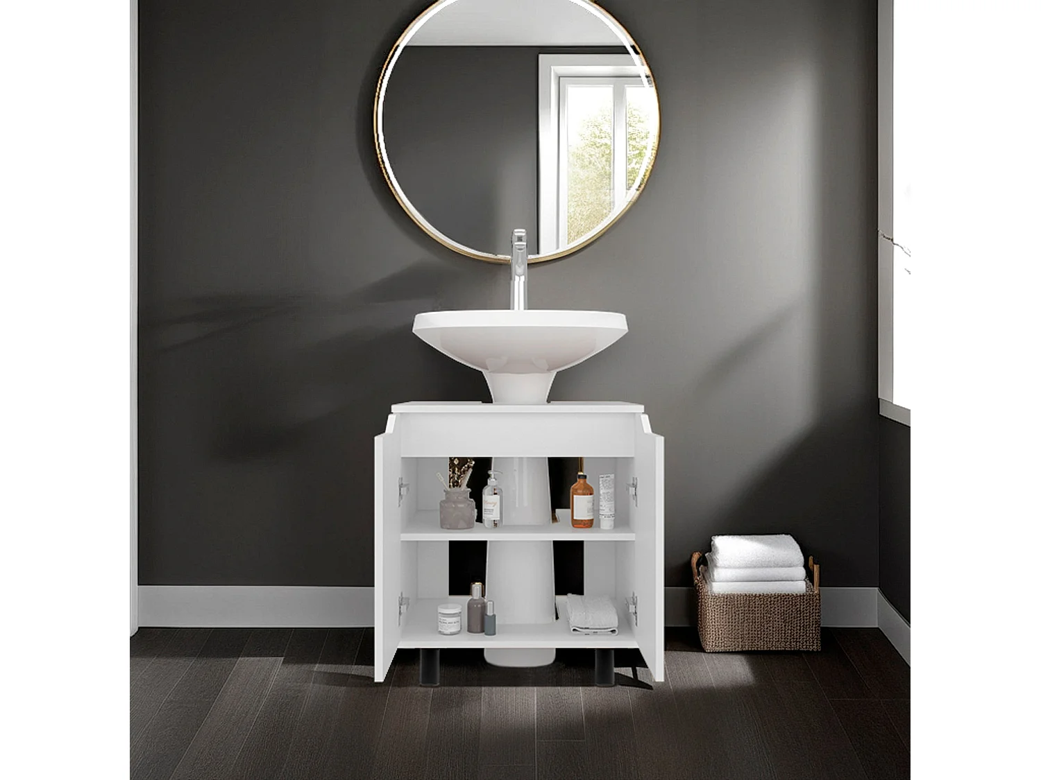 Londres mueble de baño para lavamanos pedestal con puertas dobles