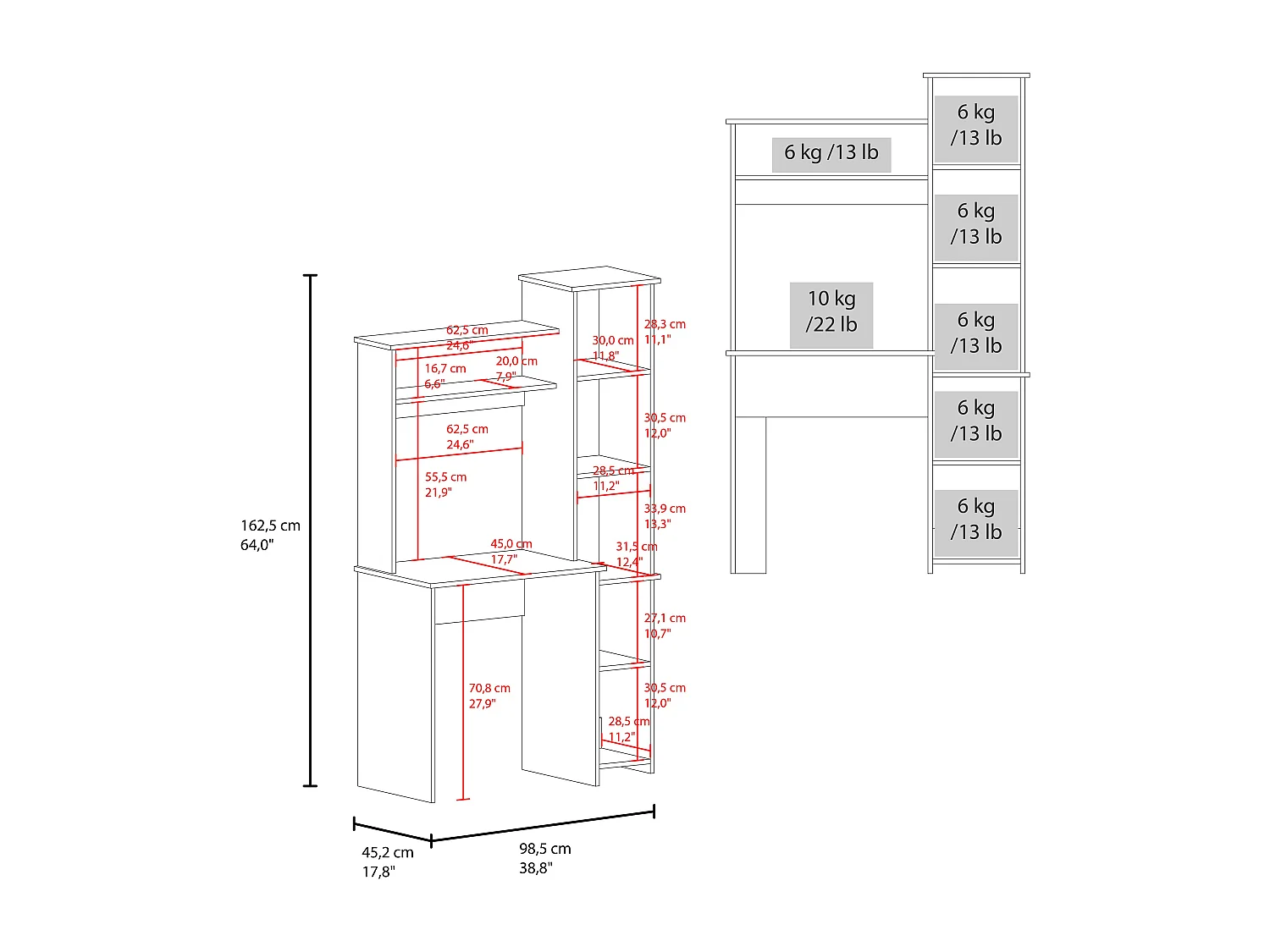 Escritorio Versailles con estantes y diseño funcional
