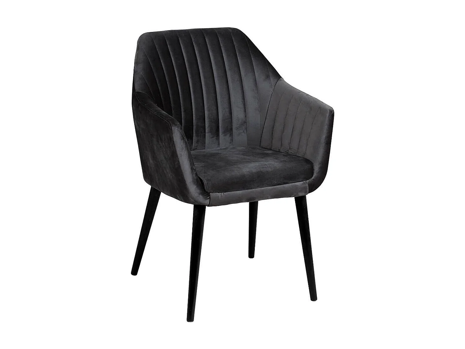 Lot de 2 Fauteuils tissu velours gris anthracite pieds laqués wengé  - RIVIERA
