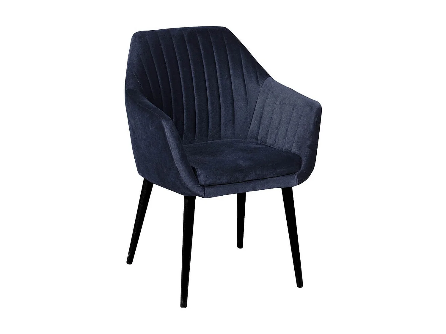 Lot de 2 Fauteuils tissu velours bleu nuit pieds laqués wengé  - RIVIERA