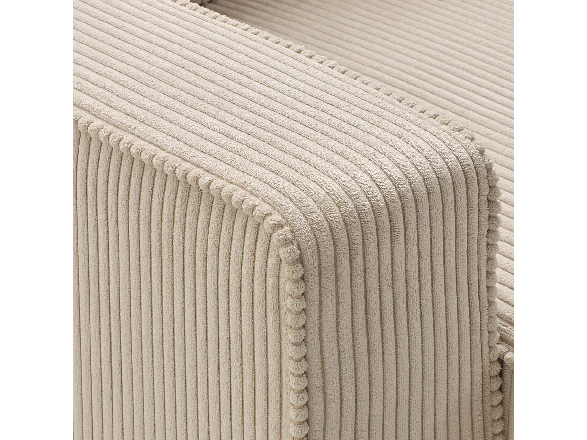 Canapé d'angle gauche convertible avec 1 coffre velours côtelé beige - NAPOLINO