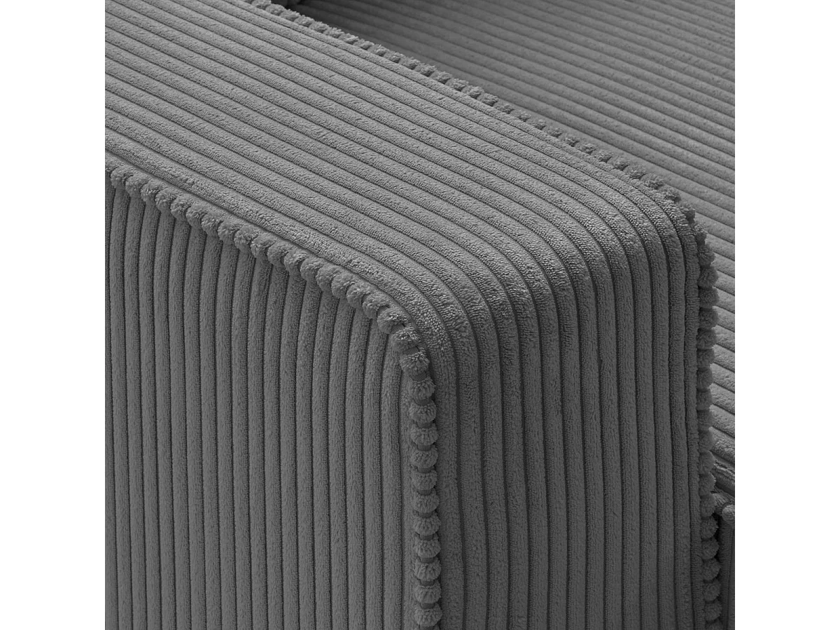 Canapé d'angle gauche convertible avec 1 coffre velours côtelé gris - NAPOLINO