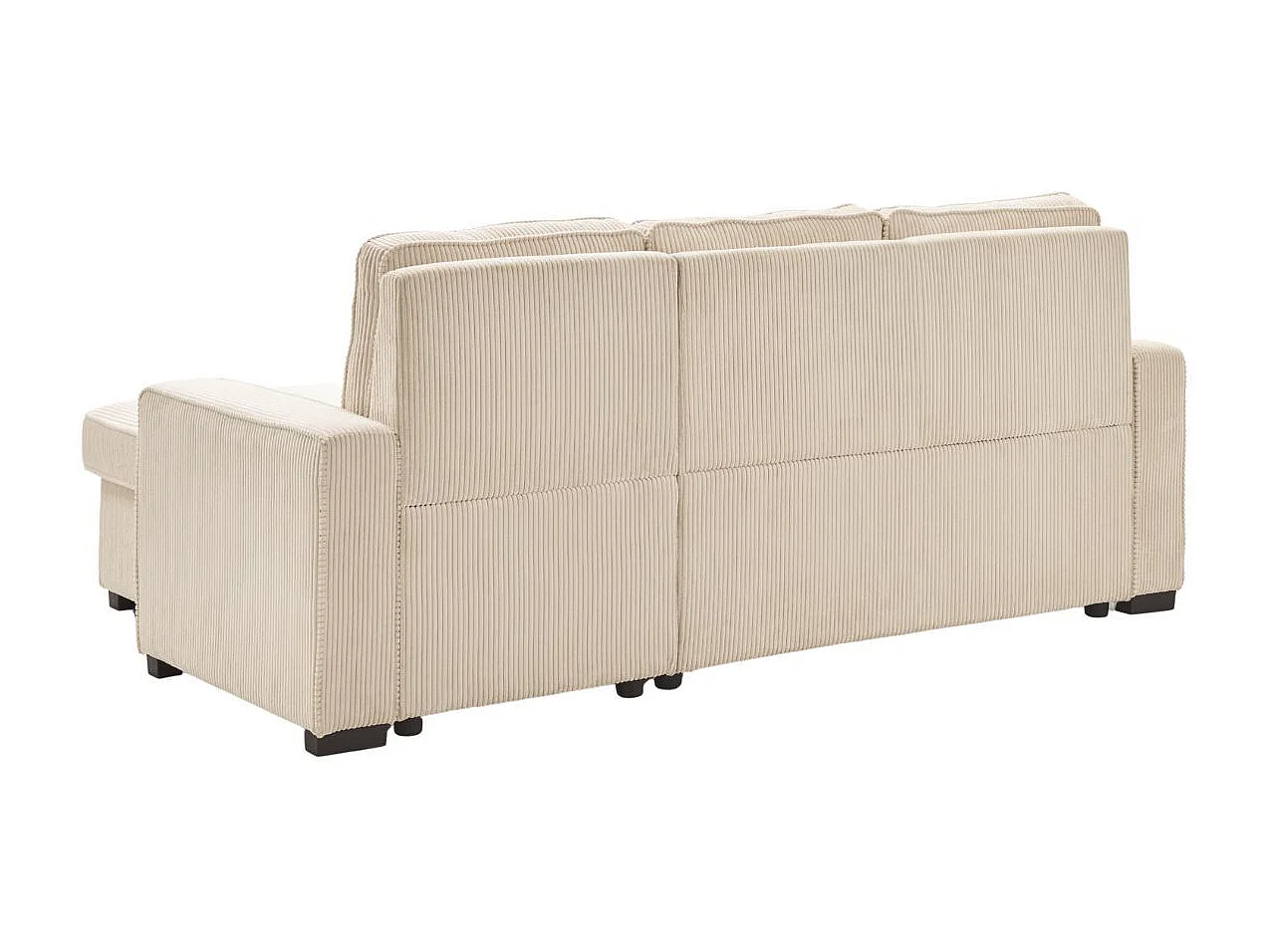 Canapé d'angle droit convertible avec 1 coffre velours côtelé beige - NAPOLINO