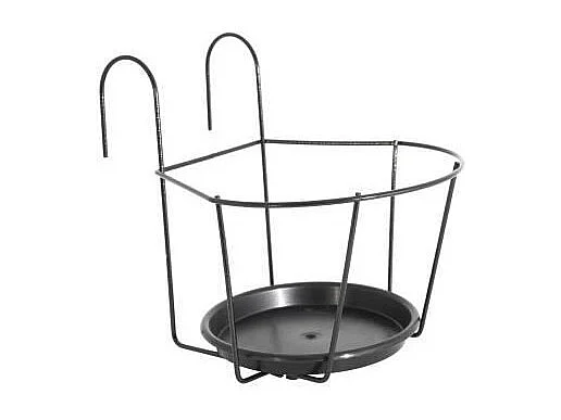 ARTEVASI Balkon-Blumentopfhalter rund 25 cm matt anthrazitgrau mit abnehmbarem Untersetzer und U-Haken