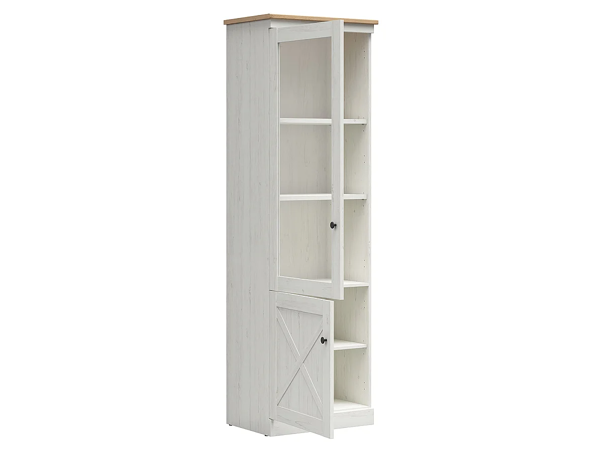 Vitrine 2 portes Victoria Blanc et Bois
