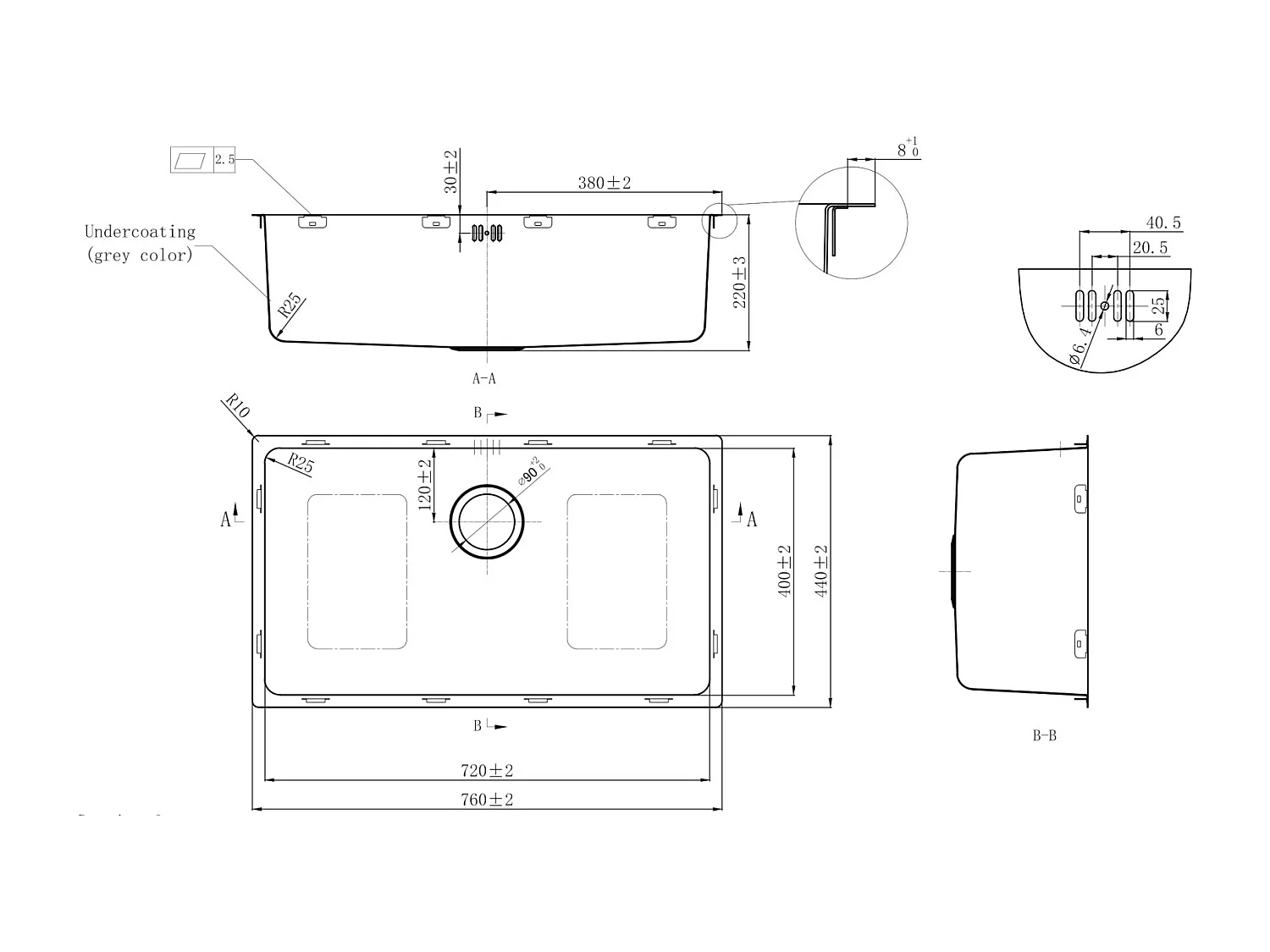 Inoxa zlewozmywak 1 komora 76x44 ze stali nierdzewnej szczotkowanej miedzi - Essebagno