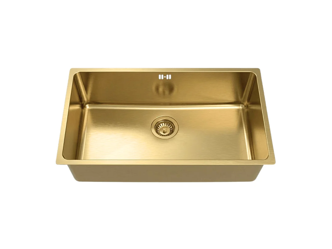 Inoxa zlewozmywak 1 duża komora 76x44 ze stali nierdzewnej szczotkowanej złoto - Essebagno