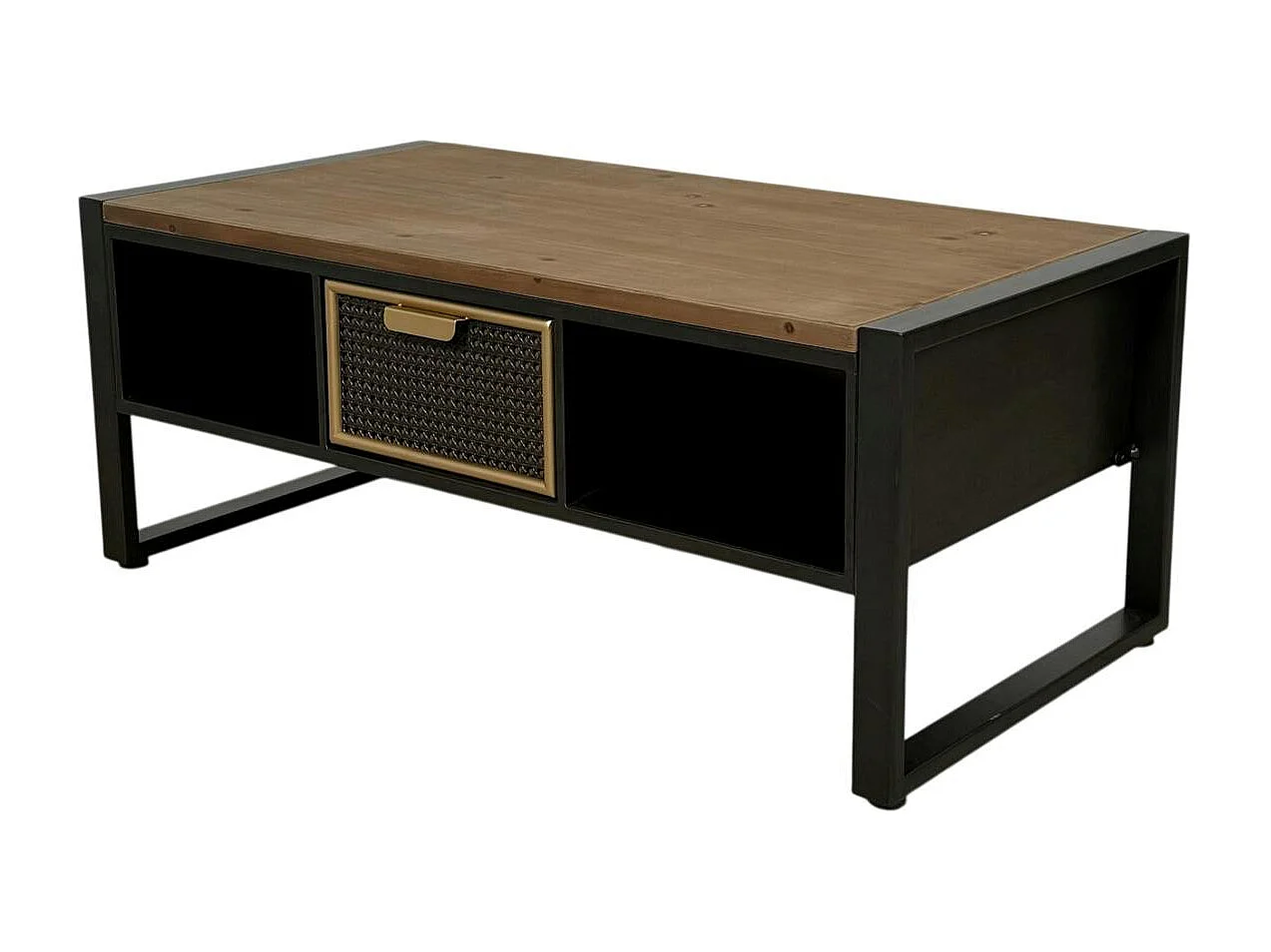 Table basse avec rangement et 1 tiroir en cannage métallique ATELIER