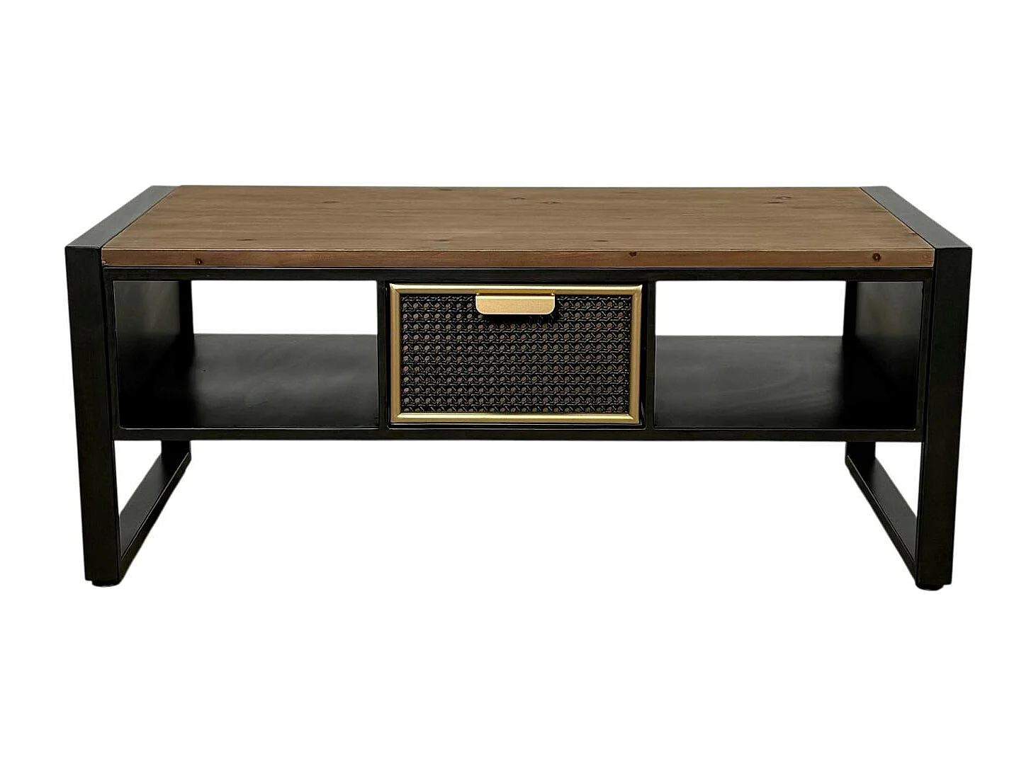 Table basse avec rangement et 1 tiroir en cannage métallique ATELIER