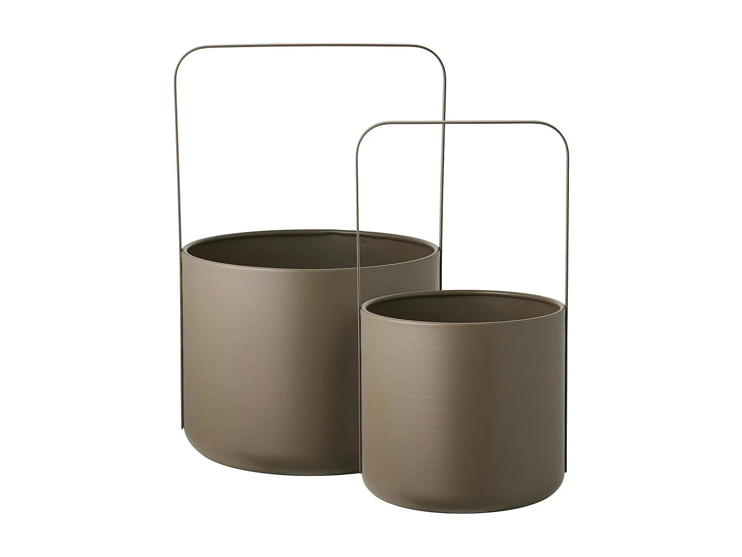 Cache-pot décoratif salon à anse en métal marron (lot de 2)