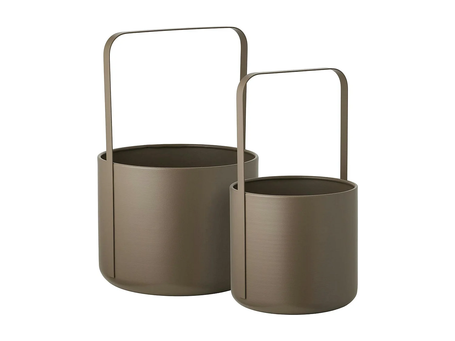 Cache-pot décoratif salon à anse en métal marron (lot de 2)