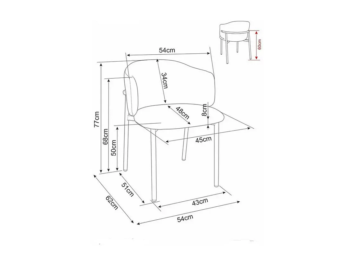 Chaise de Table Tissu Chiné Beige et Pieds Métal Style Bois Foncé Felicy