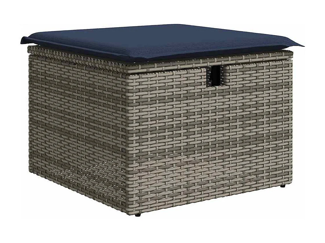 Set de muebles de jardín 6 piezas y cojines ratán sintético gris
