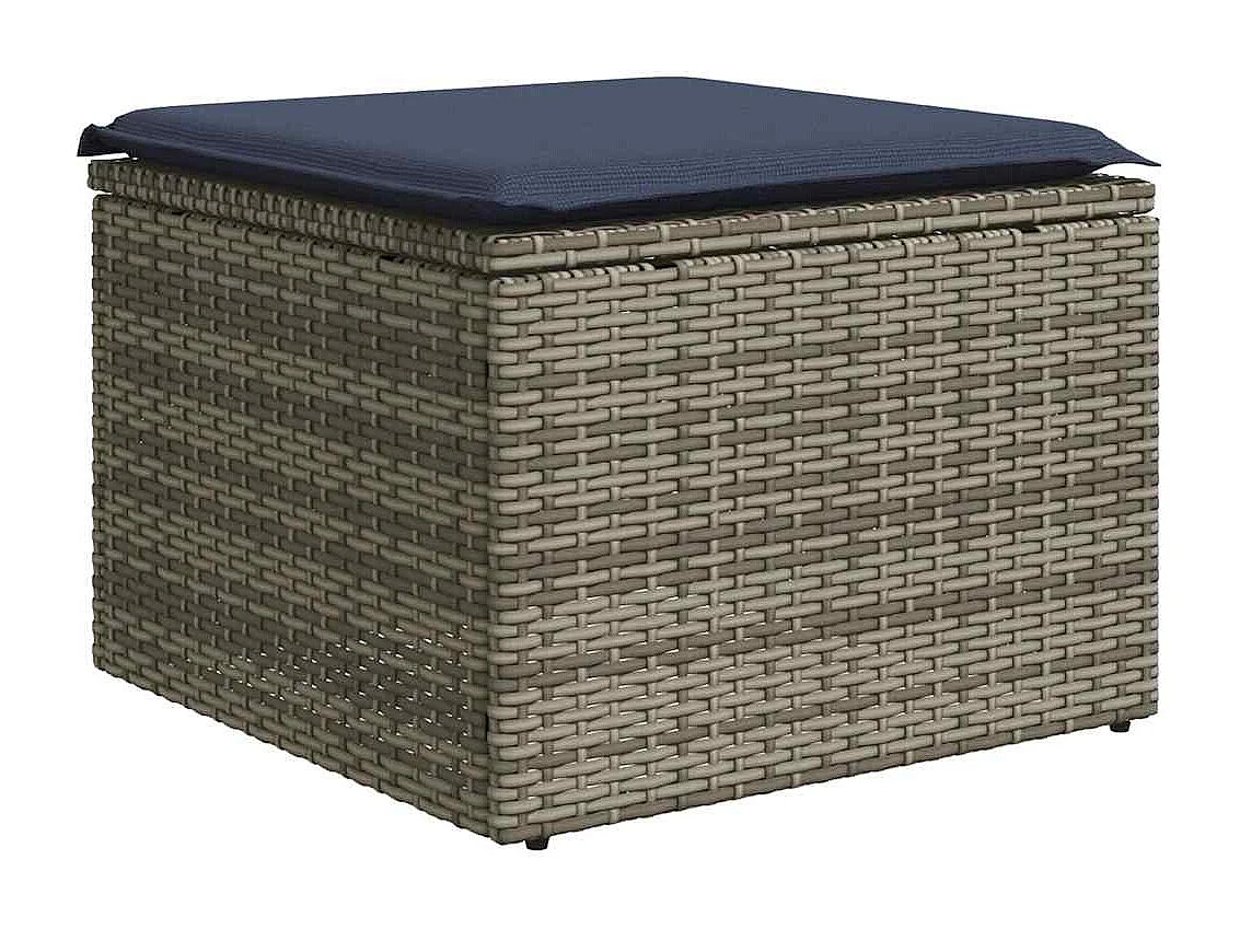 Set de sofás de jardín 7 piezas con cojines ratán sintético gris