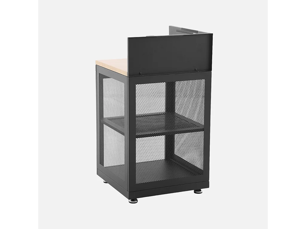 Cocina exterior de acero y decoración de madera 1 estante, 60cm negro