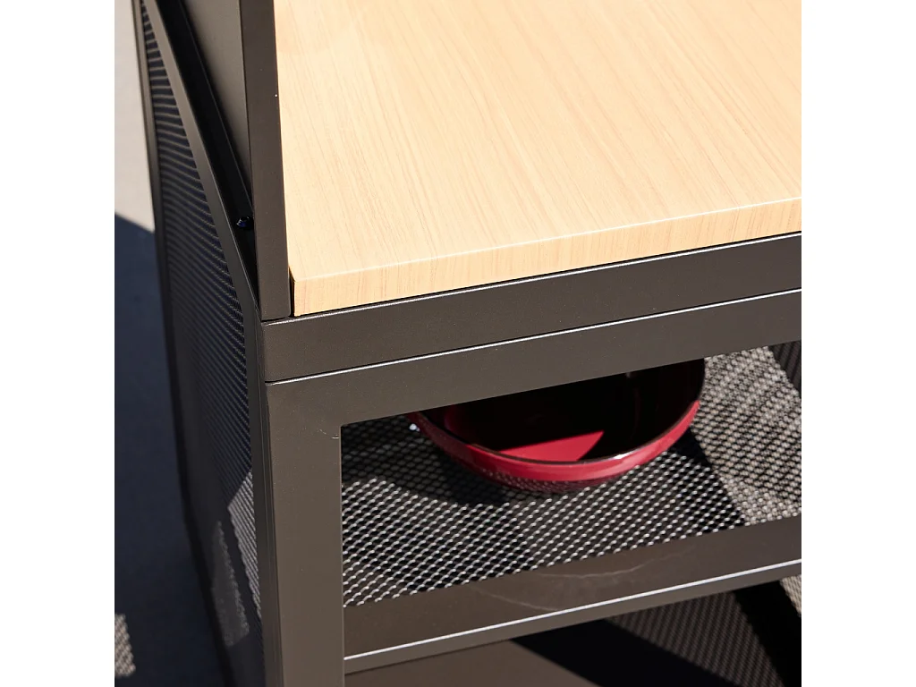 Cuisine extérieure acier et décor bois 1 étagère L60cm noir - Milos