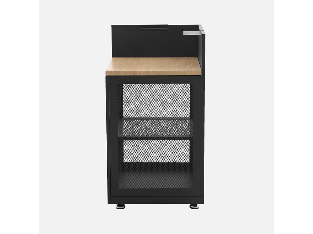 Cocina de exterior 5 módulos acero y decoración madera negro