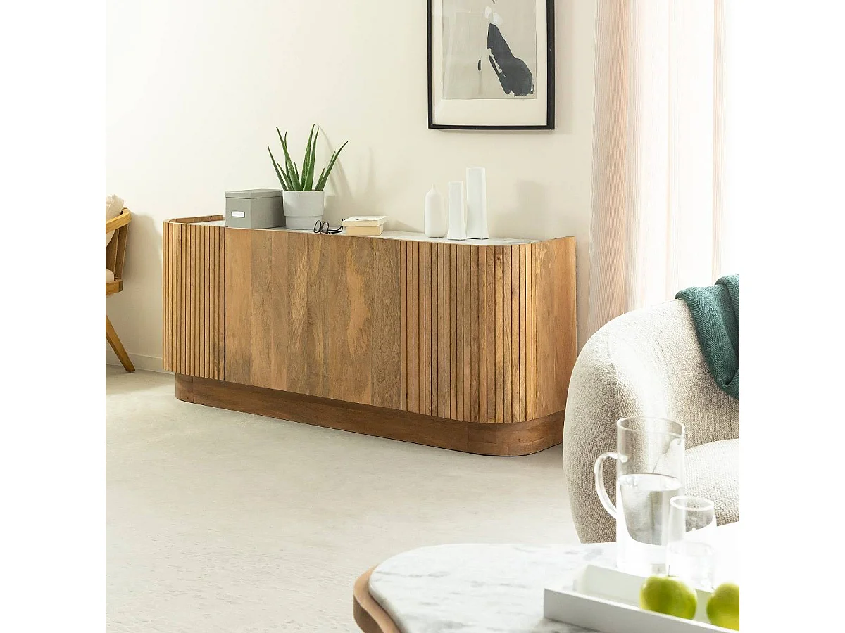 Buffet en bois de manguier et marbre Adler