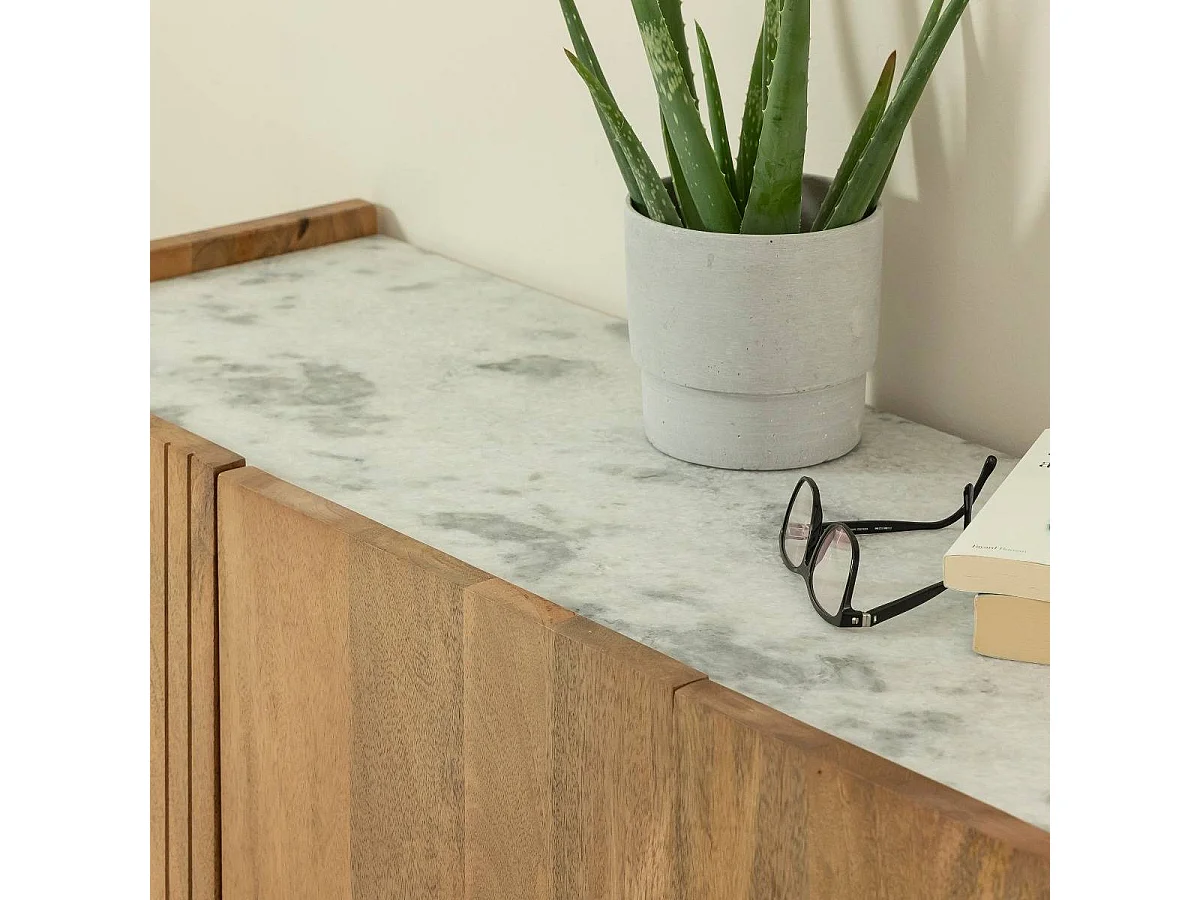 Buffet en bois de manguier et marbre Adler