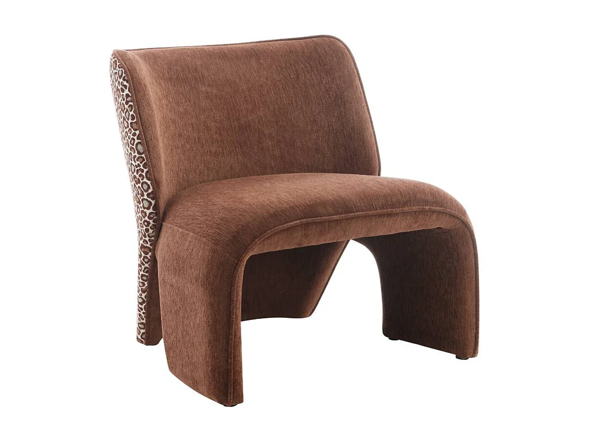 Fauteuil en tissu terracotta et motif léopard Indira