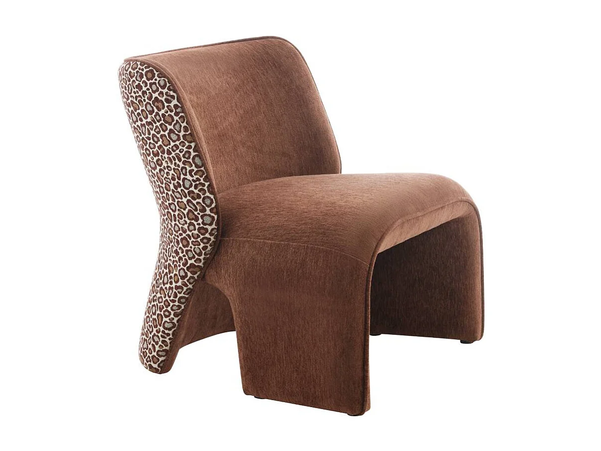 Fauteuil en tissu terracotta et motif léopard Indira