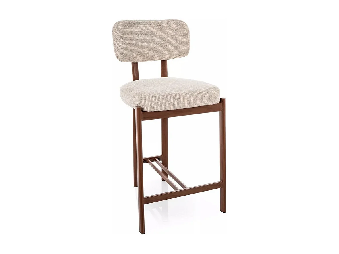 Chaise de bar scandinave tissu texturé beige clair - Olf