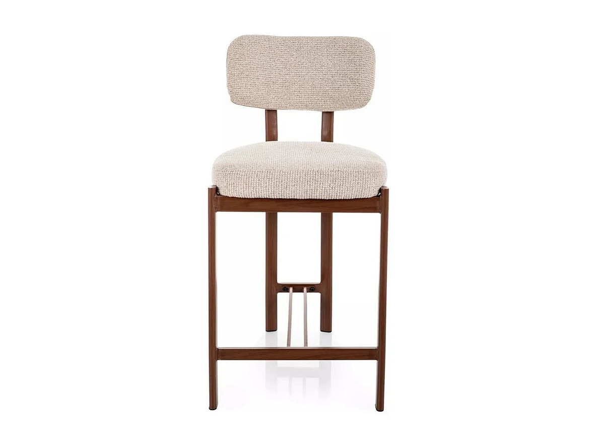 Chaise de bar scandinave tissu texturé beige clair - Olf