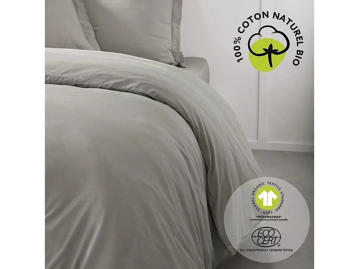 TODAY Housse de couette 220x240 cm en coton bio avec 2 taies 63x63 cm - Dune