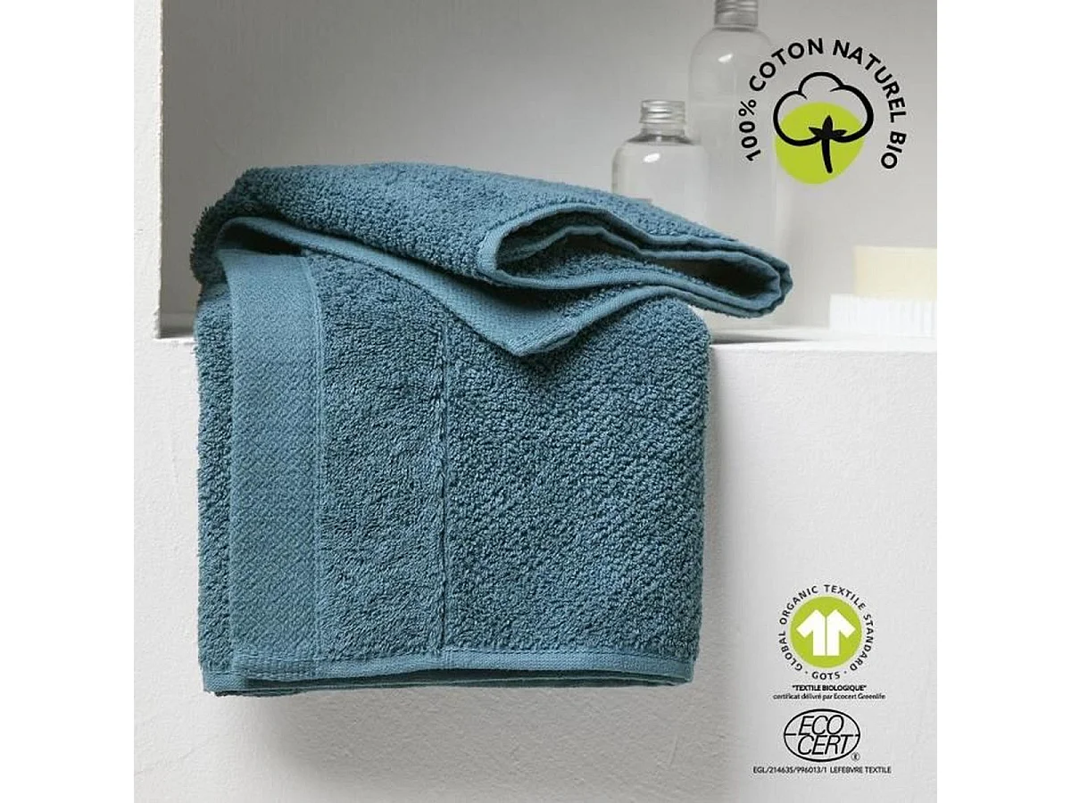 Serviette de bain TODAY Organic 50 x 90 cm - 100% coton bio 450 g/m², bleu canard