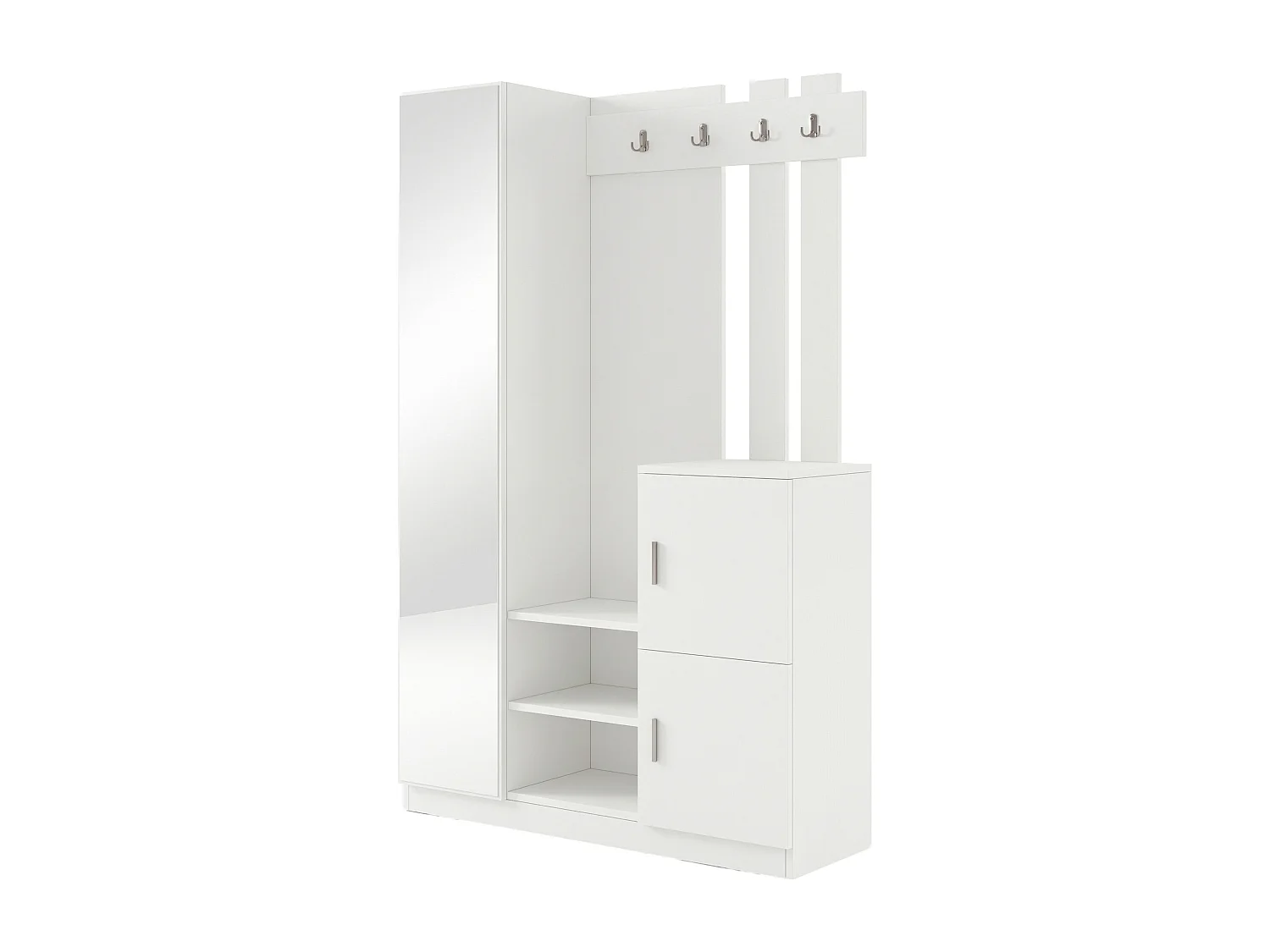 Vestiaire avec 3 portes et 1 miroir - Blanc - MIROTA