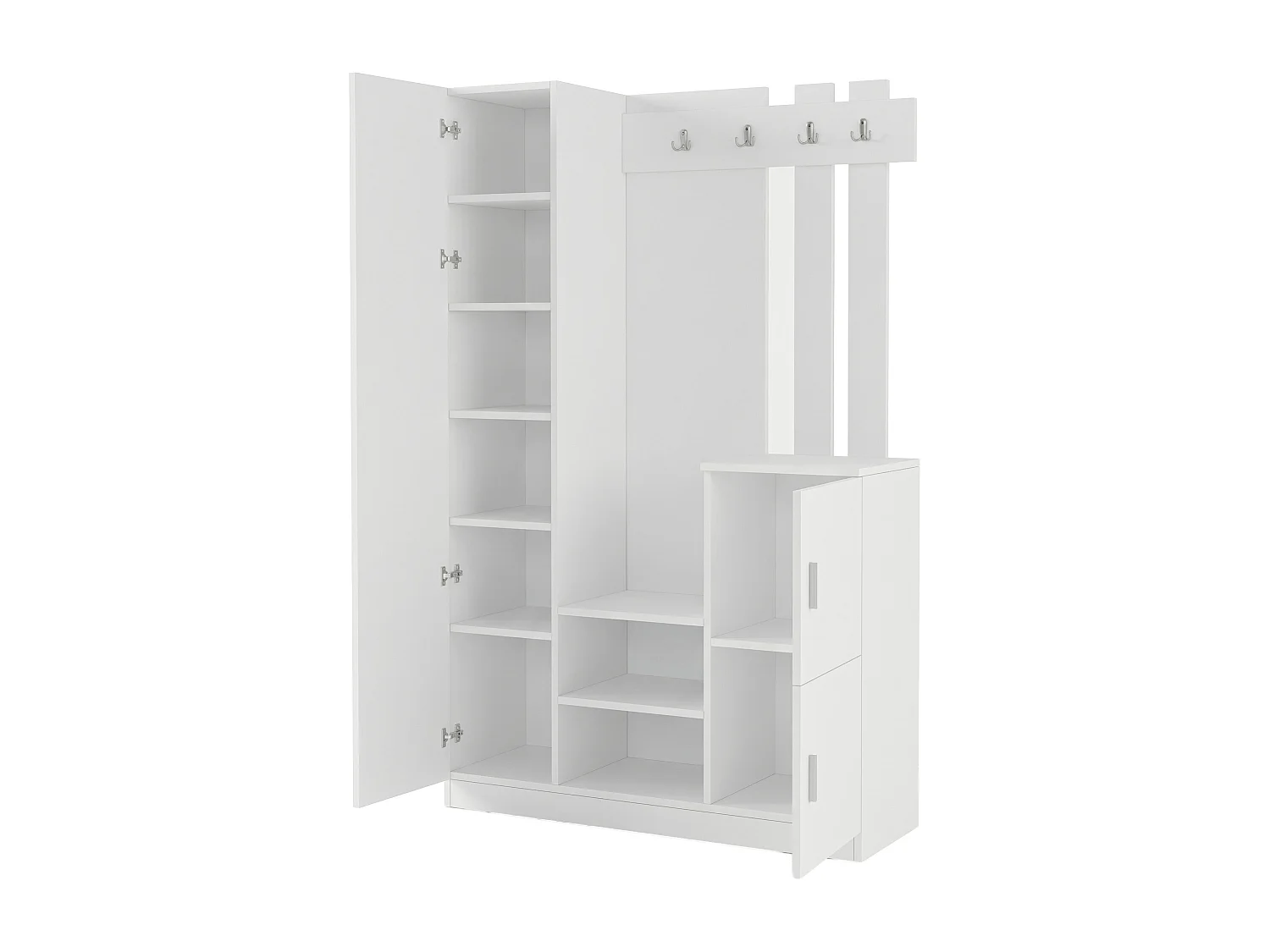 Vestiaire avec 3 portes et 1 miroir - Blanc - MIROTA